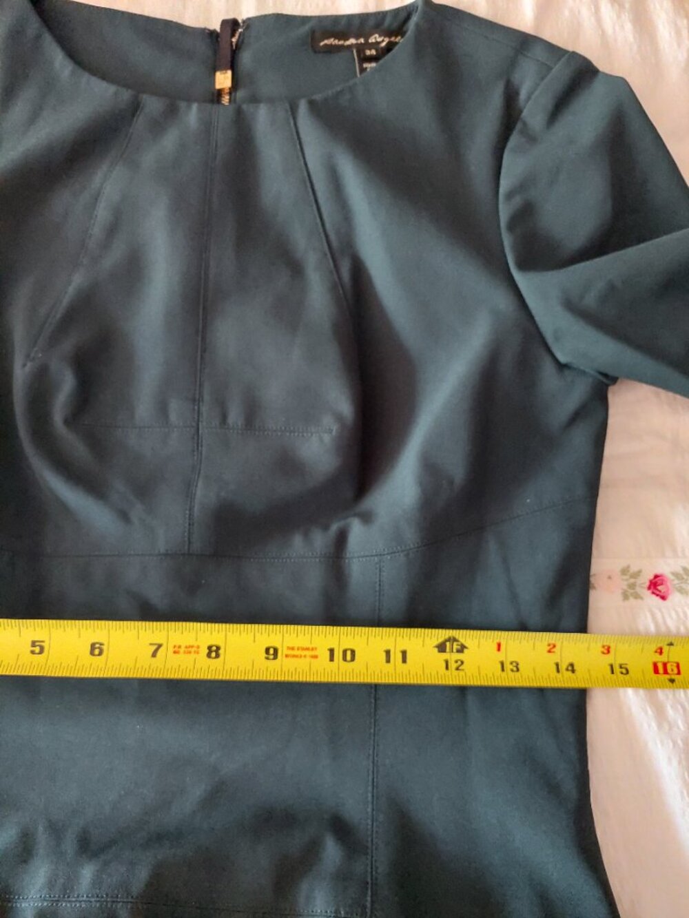 Sandra Angelozzi Dress Size 34/US 2 Tailored Dark Green Sheath Work Office - Picture 10 of 10